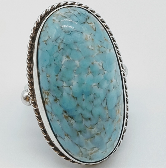 Vintage Sterling Silver Turquoise Hubbell Glass Ring - Picture 13 of 13